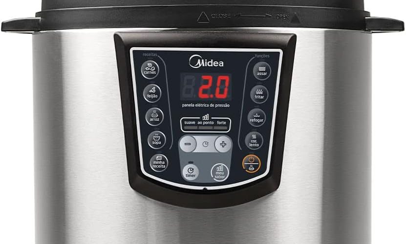 Panela De Pressão Elétrica 6L Digital, Inox/Preto, 110V, Midea